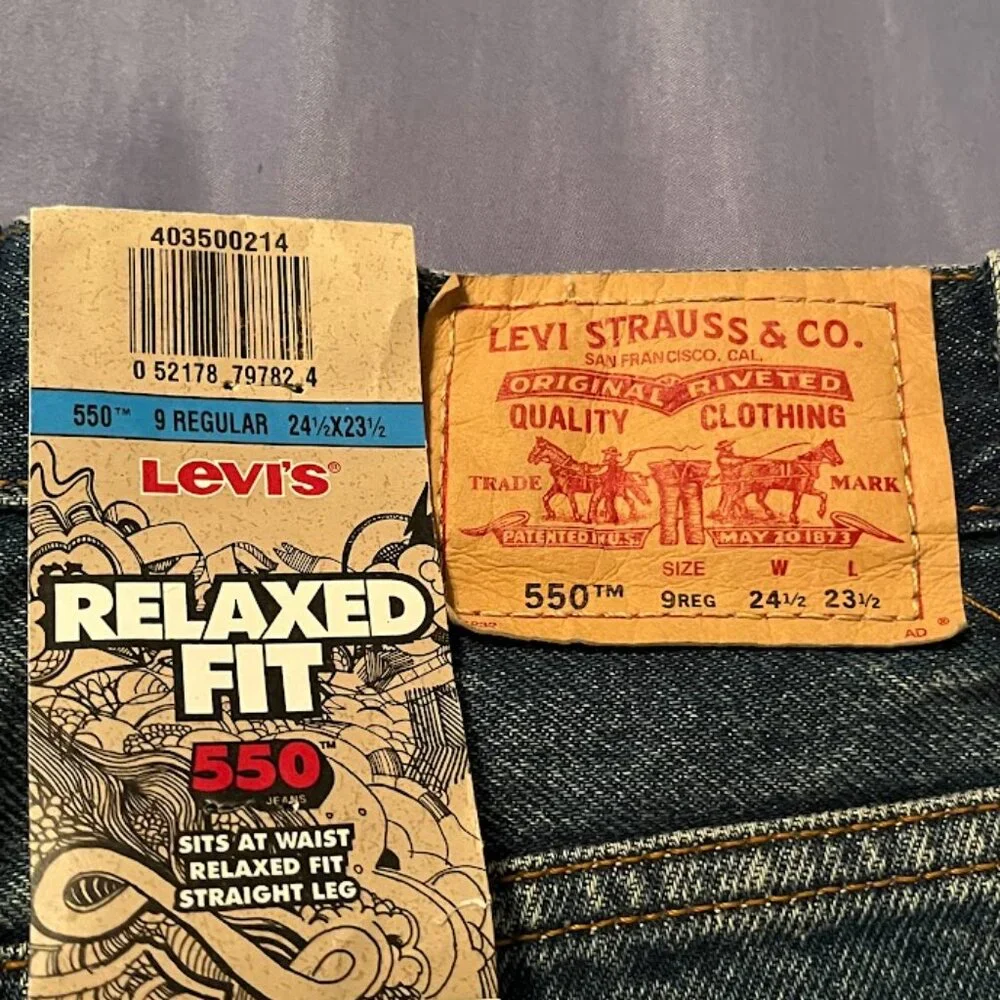 Levi's Relaxed Fit 550 Denim Jeans, Boys 9 Reg. W 24 1/2 x L 23 1/2, New